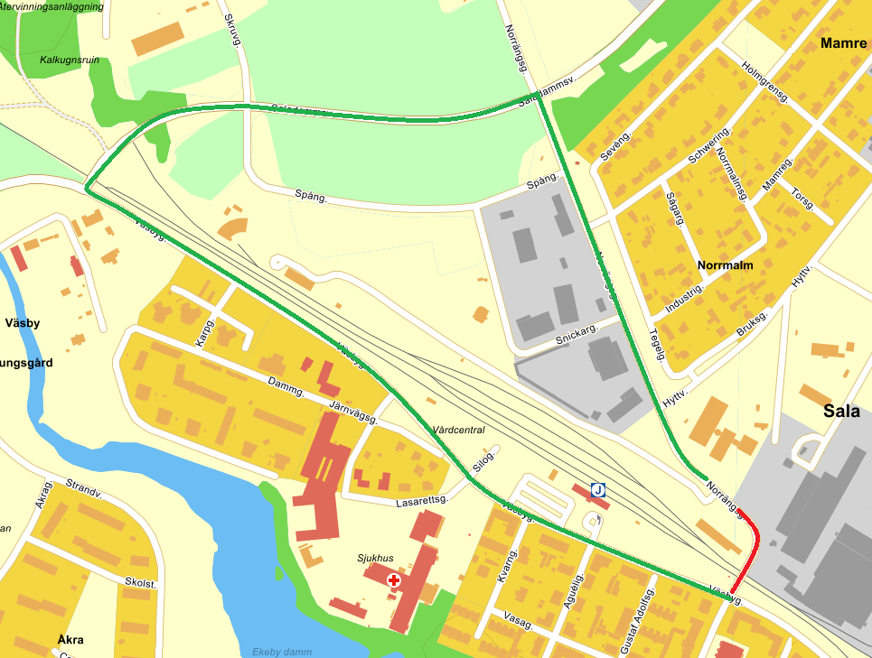 Omledning av motortrafik under arbetet